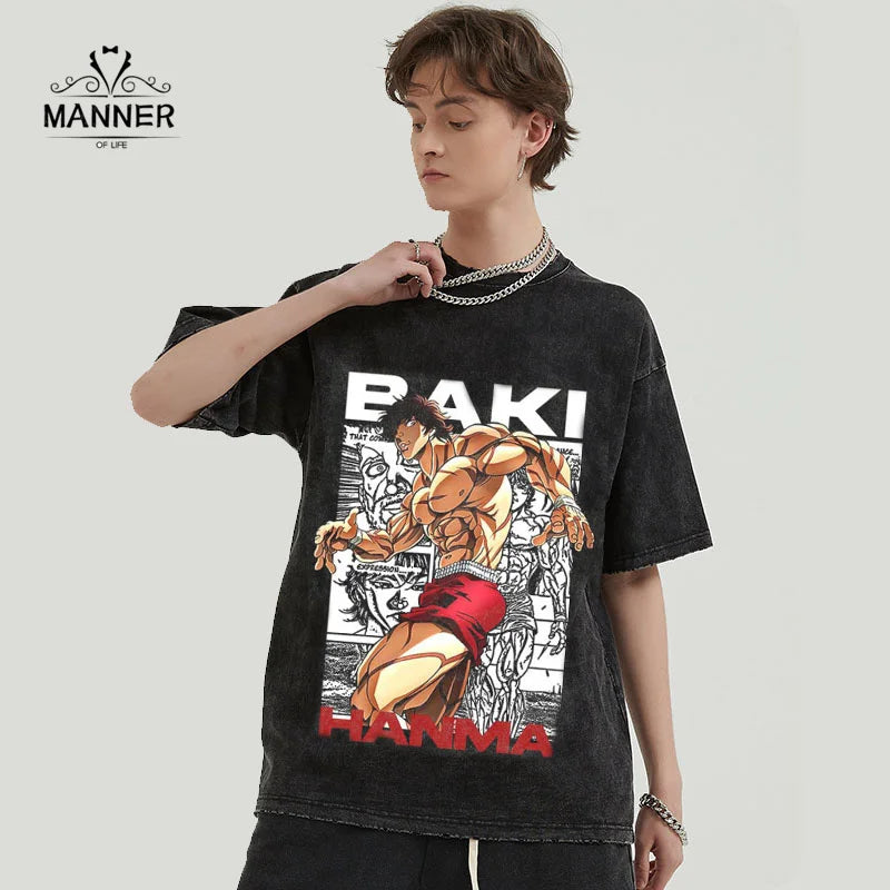 Baki Acid Washed Graphic T-Shirts