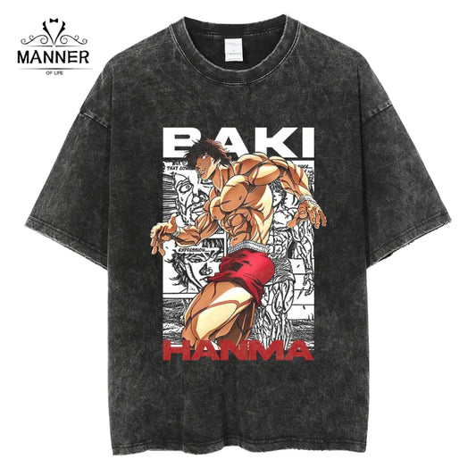 Baki Acid Washed Graphic T-Shirts