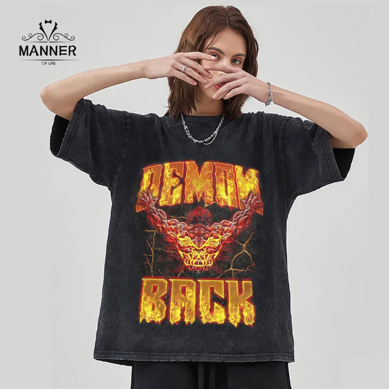 Baki Acid Washed Graphic T-Shirts
