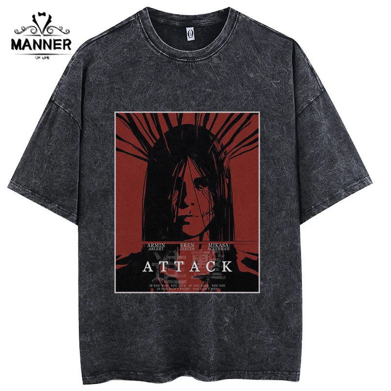 Attack on Titan Acid Wash T shirt